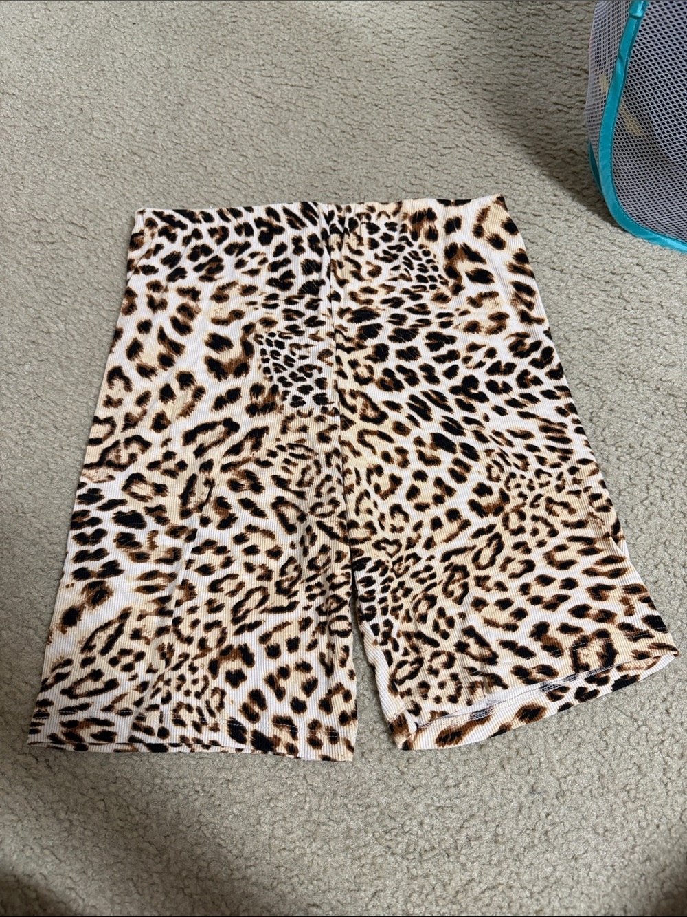 RVCA Leopard Print Bike Shorts in Beige and Black